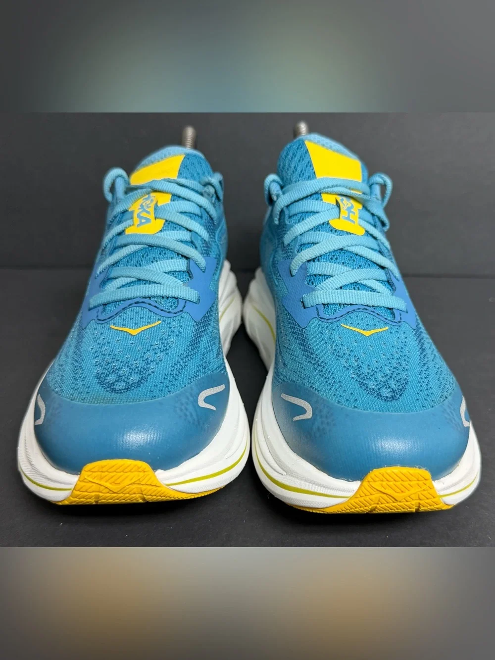 Hoka Clifton 10 Big Kids Running Shoes Blue Yellow 1168860 ALF Size 5Y Women 6.5